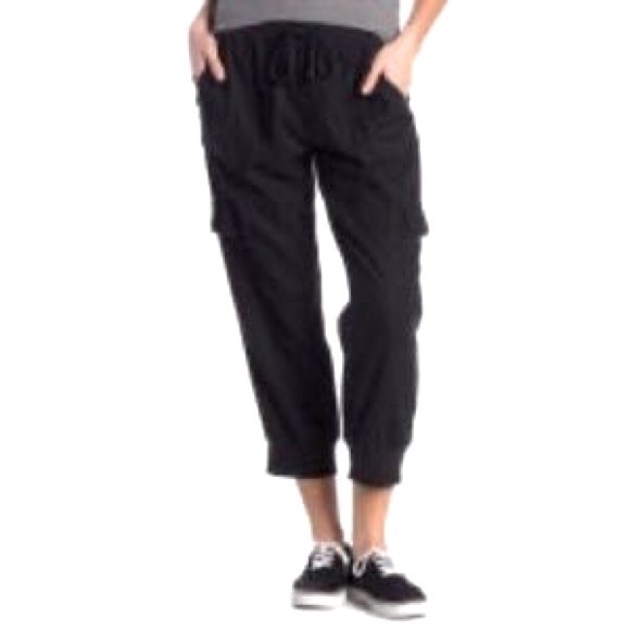 Caslon Pants & Jumpsuits Caslon Black Cropped Linen Cargo Style Jogger Poshmark